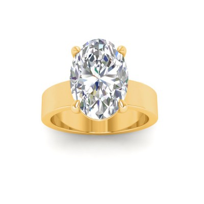 3 Ct Oval Lab Diamond Wide Band Solitaire Engagement Ring