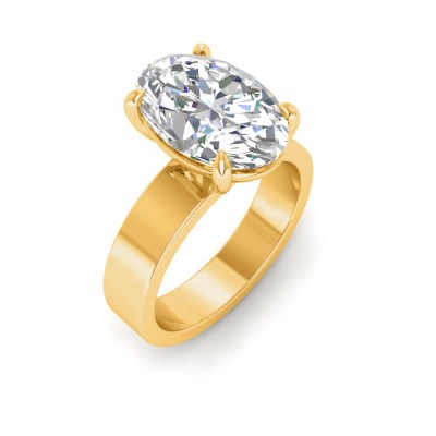 3 Ct Oval Lab Diamond Wide Band Solitaire Engagement Ring