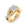 2 Ct Cushion Lab Diamond & .74 Ctw Wide Twisted Vine Engagement Ring