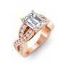 6 Ct Emerald Colorless Lab Diamond & .74 Ctw Wide Twisted Vine Engagement Ring