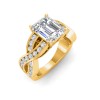 4 Ct Emerald Lab Diamond & .74 Ctw Wide Twisted Vine Engagement Ring