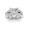 4 Ct Princess Lab Diamond & .74 Ctw Wide Twisted Vine Engagement Ring