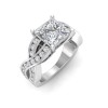 4 Ct Princess Lab Diamond & .74 Ctw Wide Twisted Vine Engagement Ring