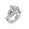4 Ct Pear Colorless Lab Diamond & .74 Ctw Wide Twisted Vine Engagement Ring