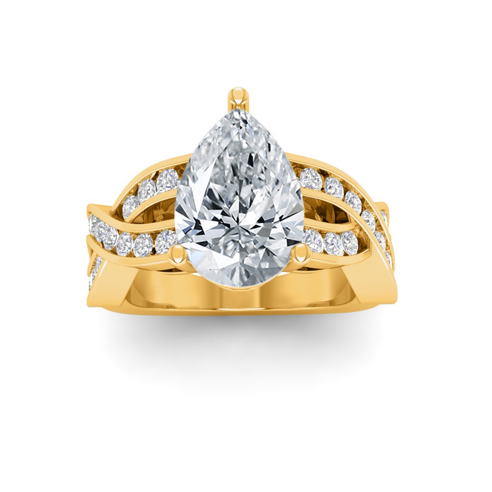 2.5 Ct Pear Lab Diamond & .74 Ctw Wide Twisted Vine Engagement Ring