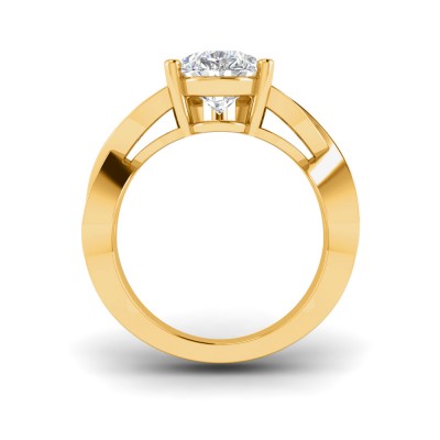 3 Ct Pear Lab Diamond & .74 Ctw Wide Twisted Vine Engagement Ring