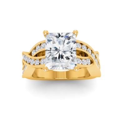 4 Ct Radiant Lab Diamond & .74 Ctw Wide Twisted Vine Engagement Ring
