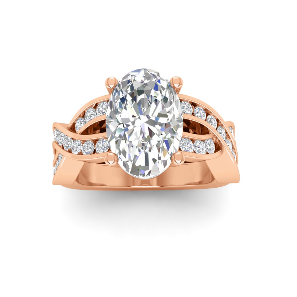 5 Ct Oval Lab Diamond & .74 Ctw Wide Twisted Vine Engagement Ring