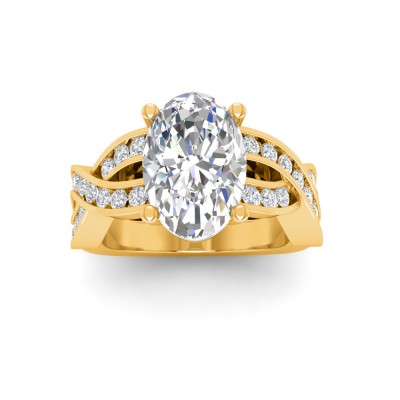 2 Ct Oval Moissanite & .74 Ctw Wide Twisted Vine Engagement Ring