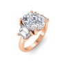 5 Ct Elongated Cushion Colorless Lab Diamond Trapezoid Three Stone Engagement Ring