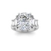 5 Ct Elongated Cushion Colorless Lab Diamond Trapezoid Three Stone Engagement Ring