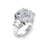 5 Ct Elongated Cushion Colorless Lab Diamond Trapezoid Three Stone Engagement Ring
