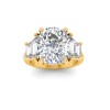 5 Ct Elongated Cushion Colorless Lab Diamond Trapezoid Three Stone Engagement Ring