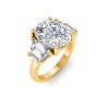 5 Ct Elongated Cushion Colorless Lab Diamond Trapezoid Three Stone Engagement Ring