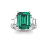 5 Ct Emerald Cut Emerald & Lab Diamond Trapezoid Three Stone Engagement Ring