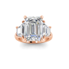 5 Ct Emerald Colorless Lab Diamond Trapezoid Three Stone Engagement Ring