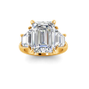 5 Ct Elongated Cushion Colorless Lab Diamond Trapezoid Three Stone Engagement Ring
