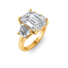 5 Ct Elongated Cushion Colorless Lab Diamond Trapezoid Three Stone Engagement Ring