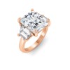 5 Ct Radiant Colorless Lab Diamond Trapezoid Three Stone Engagement Ring