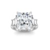 5 Ct Radiant Colorless Lab Diamond Trapezoid Three Stone Engagement Ring