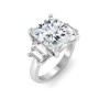 5 Ct Radiant Colorless Lab Diamond Trapezoid Three Stone Engagement Ring