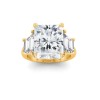 5 Ct Radiant Colorless Lab Diamond Trapezoid Three Stone Engagement Ring