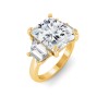 5 Ct Radiant Colorless Lab Diamond Trapezoid Three Stone Engagement Ring