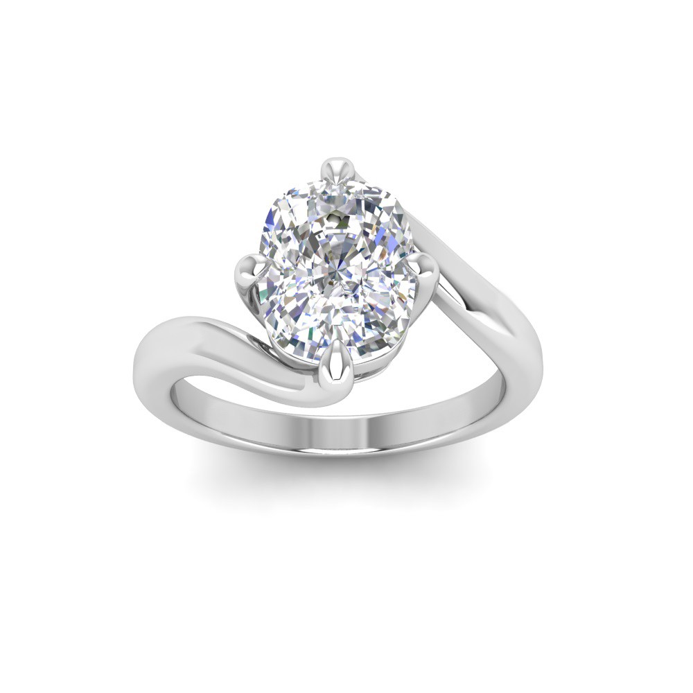 4 Ct Elongated Cushion Colorless Lab Diamond Curved Wave Engagement Ring