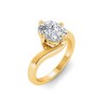 4 Ct Elongated Cushion Lab Diamond Curved Wave Engagement Ring