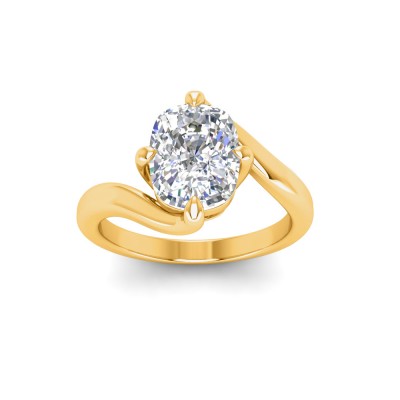 4 Ct Elongated Cushion Lab Diamond Curved Wave Engagement Ring