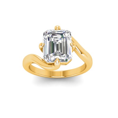 3 Ct Emerald Lab Diamond Curved Wave Engagement Ring