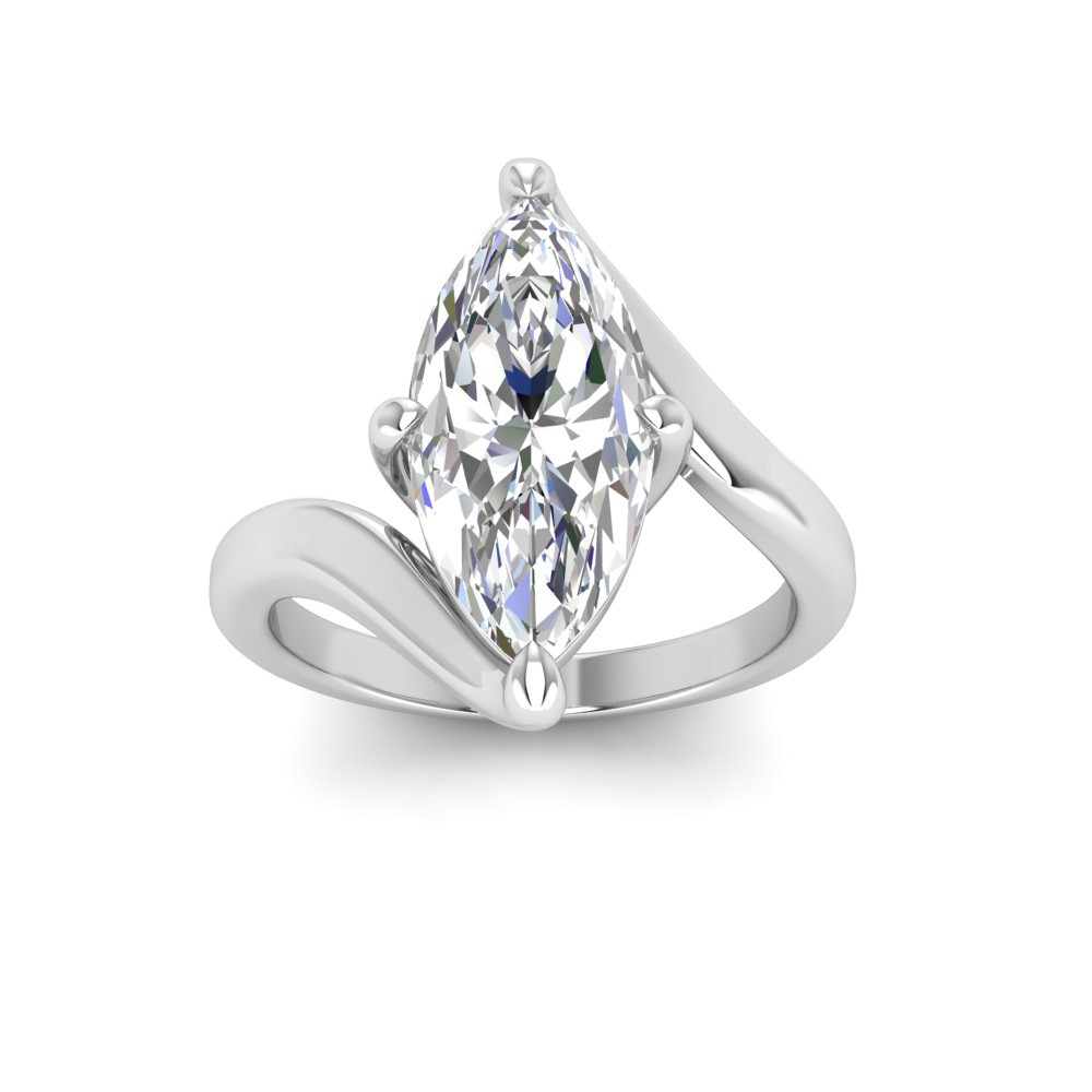 6 Ct Marquise Colorless Lab Diamond Curved Wave Engagement Ring