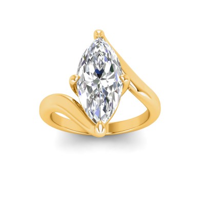 2.5 Ct Marquise Lab Diamond Curved Wave Engagement Ring