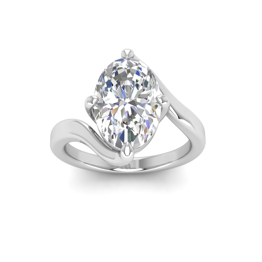 3 Ct Oval Lab Diamond Curved Wave Engagement Ring
