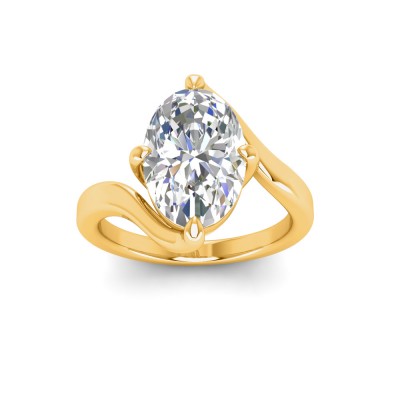 3 Ct Oval Lab Diamond Curved Wave Engagement Ring
