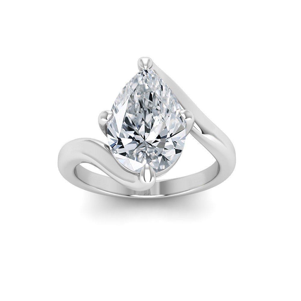 4 Ct Pear Moissanite Curved Wave Engagement Ring