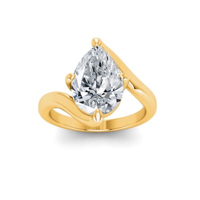 2 Ct Pear Lab Diamond Curved Wave Engagement Ring