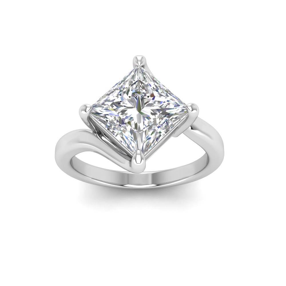 2.5 Ct Princess Moissanite Curved Wave Engagement Ring