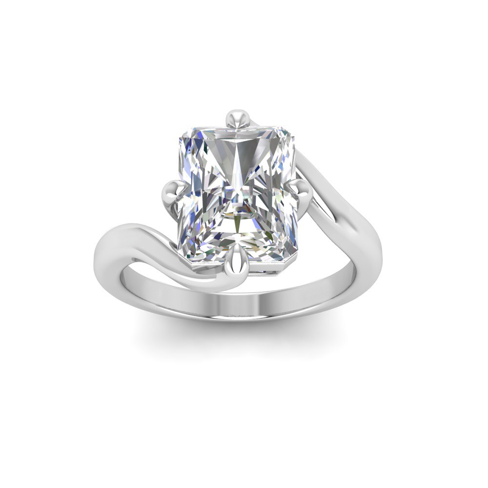 2.5 Ct Radiant Colorless Lab Diamond Curved Wave Engagement Ring
