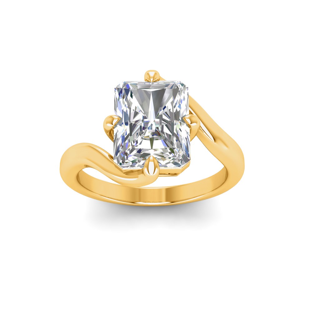 2.5 Ct Radiant Lab Diamond Curved Wave Engagement Ring