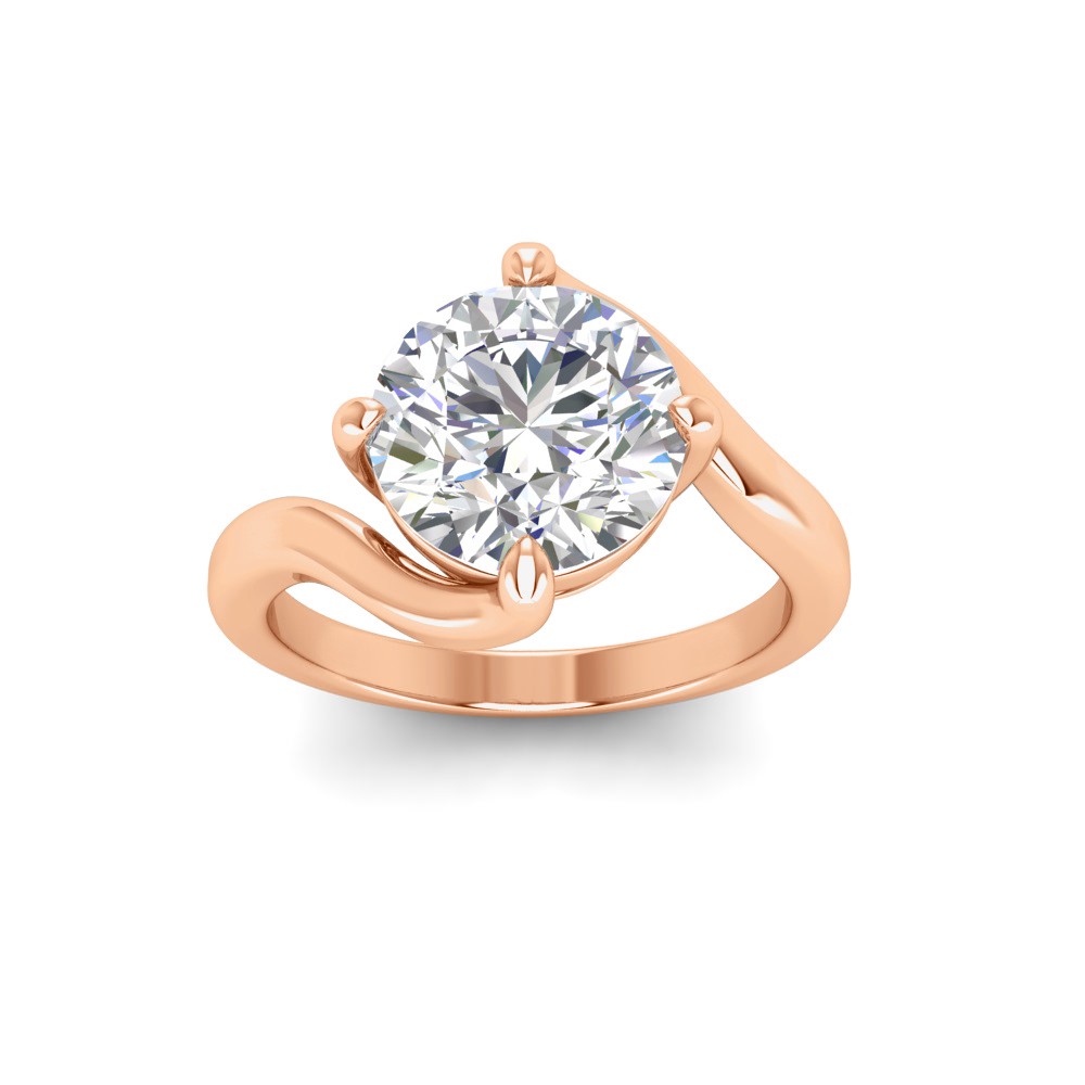 5 Ct Round Lab Diamond Curved Wave Engagement Ring
