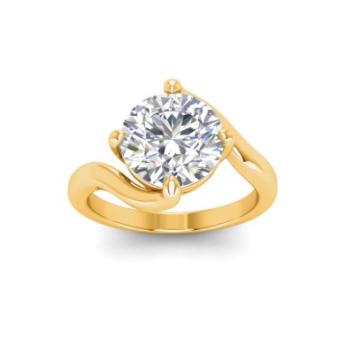 3 Ct Round Lab Diamond Curved Wave Engagement Ring