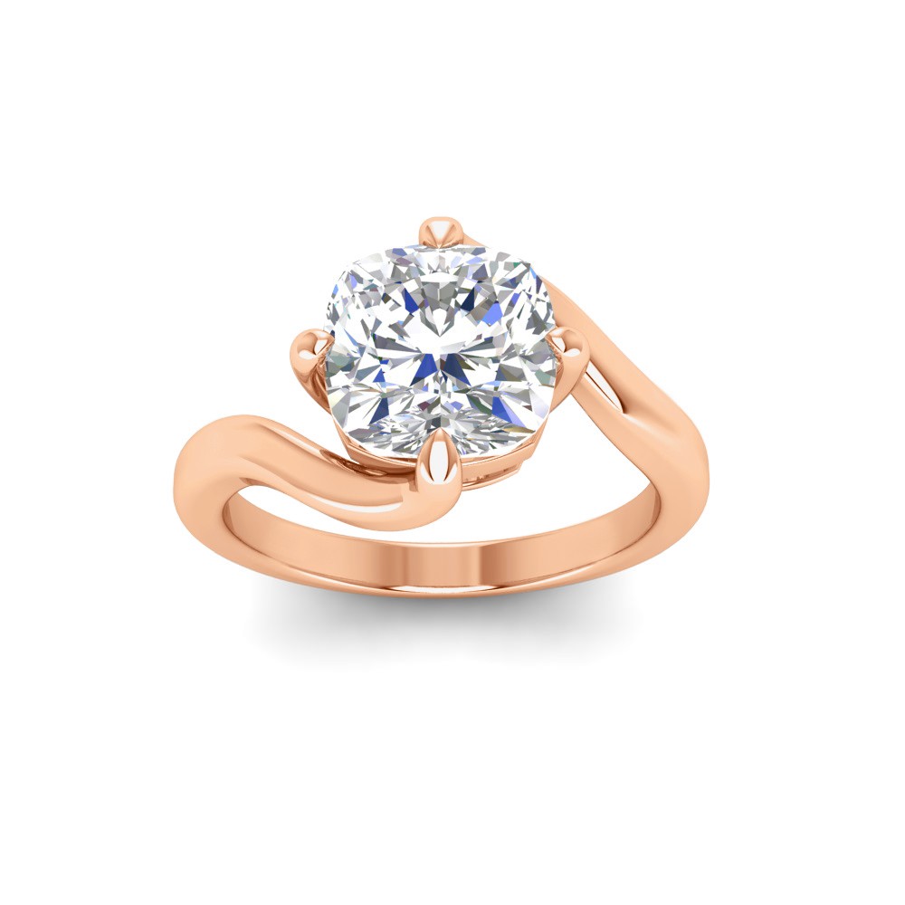 4 Ct Cushion Moissanite Curved Wave Engagement Ring