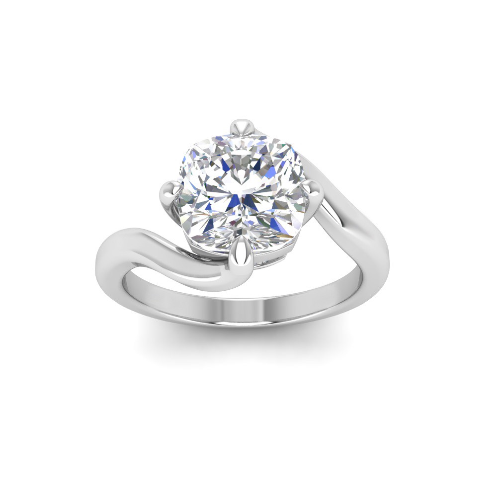 2 Ct Cushion Lab Diamond Curved Wave Engagement Ring