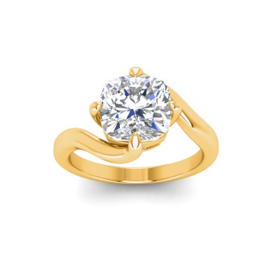 3 Ct Cushion Lab Diamond Curved Wave Engagement Ring