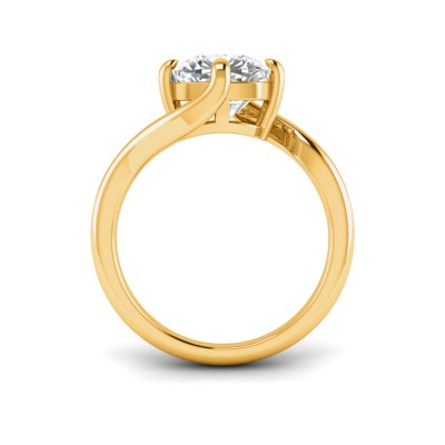 3 Ct Cushion Lab Diamond Curved Wave Engagement Ring