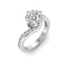 5 Ct Cushion Moissanite & .35 Ctw Lab Diamond Curved Wave Pavé Engagement Ring