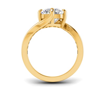 2.5 Ct Cushion Lab Diamond & .35 Ctw Curved Wave Pavé Engagement Ring