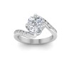 4 Ct Elongated Cushion Moissanite & .35 Ctw Lab Diamond Curved Wave Pavé Engagement Ring