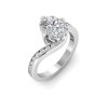 4 Ct Elongated Cushion Moissanite & .35 Ctw Lab Diamond Curved Wave Pavé Engagement Ring